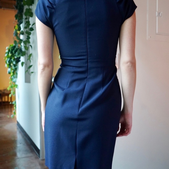 Navy Blue J. Crew Dress with Asymmetrical Neckline - Picture 2 of 2
